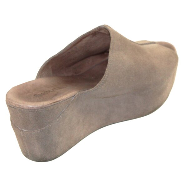 Chocolat Blu Wynn Camel Suede Peek Toe Wedge Mule Sandal, Size 6.5 - Picture 6 of 8